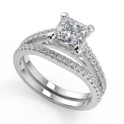 Ashlynn 4 Prong Cathedral Pave Princess Cut Diamond Engagement Ring - Nivetta